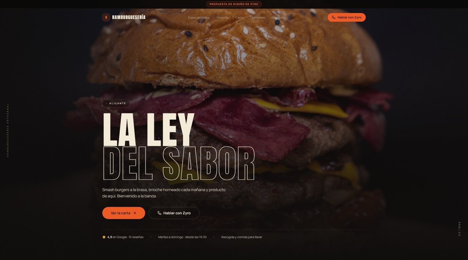 Web para hamburguesería